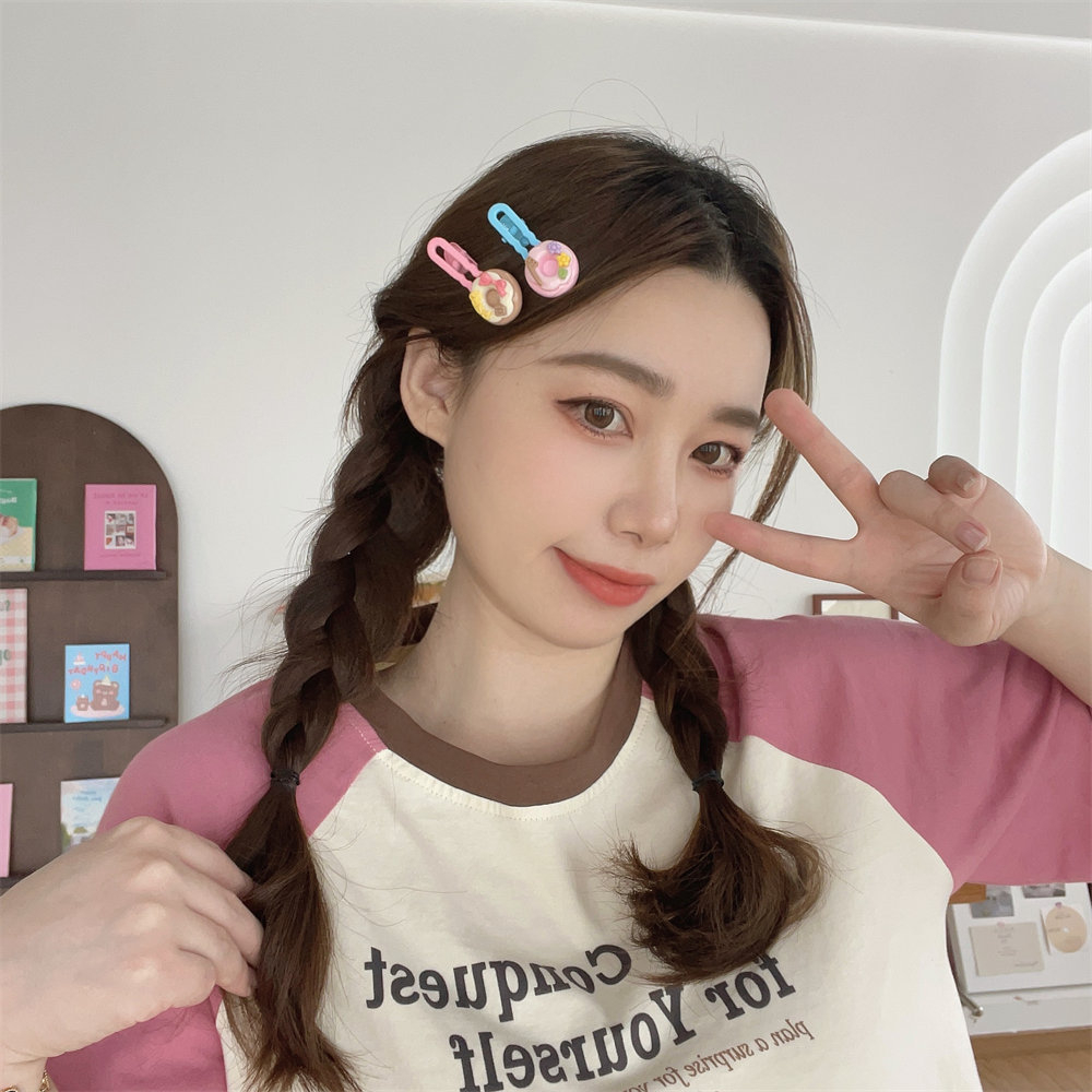 Kẹp Tóc Hình Trái Cherry / Bánh Kem Màu Kẹo Ngọt Dễ Thương Cho Nữ