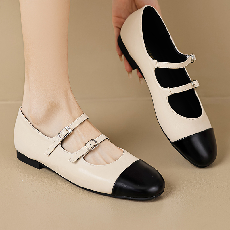Giày Búp Bê Mary Jane Màu Bạc Đế Bằng Thoải Mái Thời Trang Kiểu Pháp Cho Nữ Size 34-42