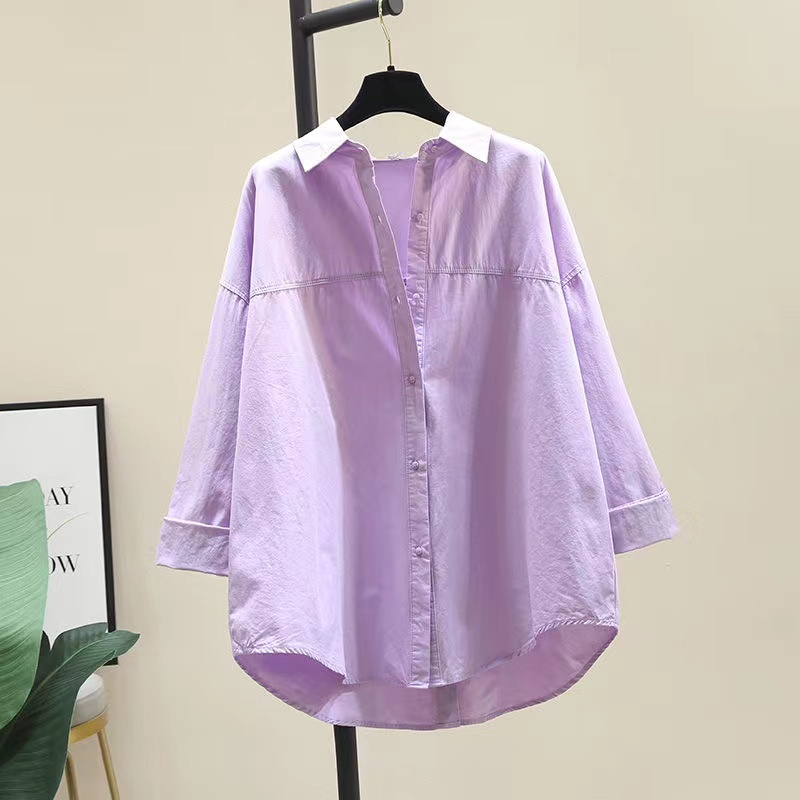 Áo Sơ Mi Nữ Dài Tay Dáng Rộng Phong Cách Hàn Quốc Baju Baju Wanita Lengan Panjang Hàng Mới Có Sẵn