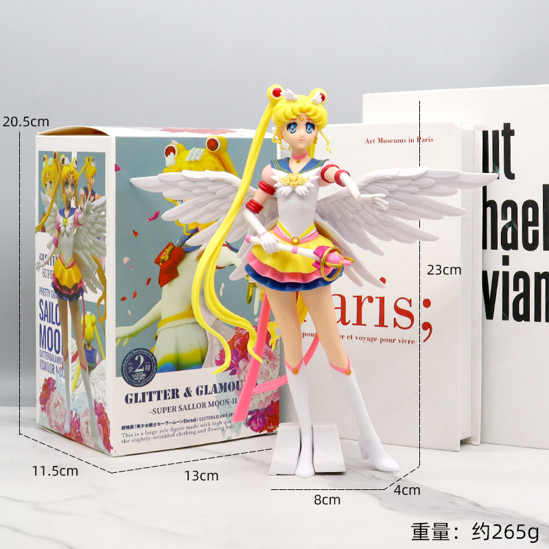 1 Mô Hình Nhân Vật Thủy Thủ Mặt Trăng Tsukino Usagi Chibiusa Bằng PVC 23cm Trang Trí Bánh Kem
