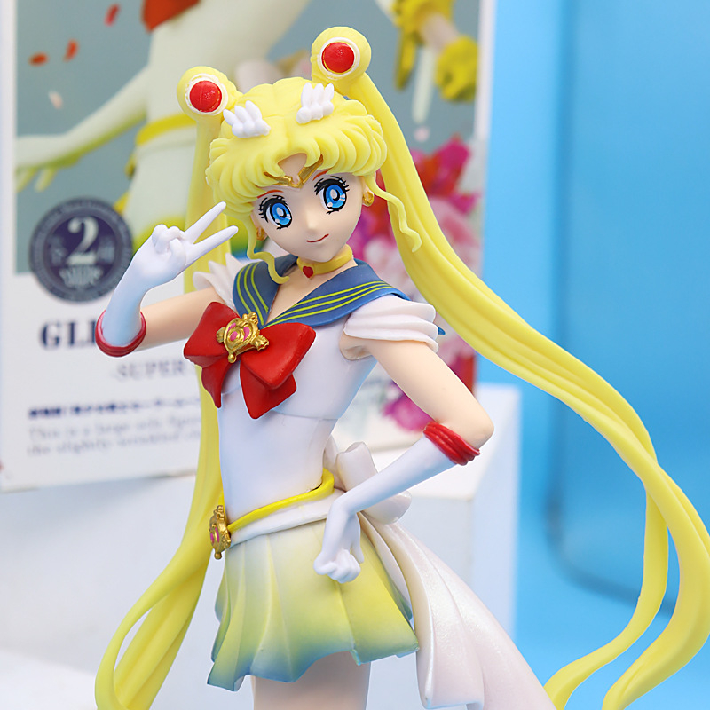 1 Mô Hình Nhân Vật Thủy Thủ Mặt Trăng Tsukino Usagi Chibiusa Bằng PVC 23cm Trang Trí Bánh Kem