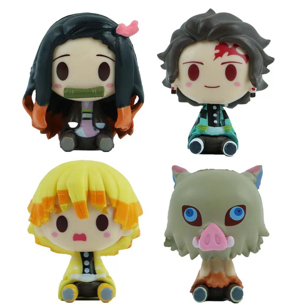 Set 4 / 5 / 6 Mô Hình Nhân Vật Phim Hoạt Hình Demon Slayer / Kamado Tanjirou Nezuko Zenitsu Tomioka Giyuu Kanroji Mitsu Bằng PVC