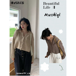 Áo khoác len cardigan MUSHIQI phong cách Hong Kong