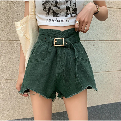 Jiashucheng Quần Short Denim Lưng Cao Dáng Chữ A Ống Rộng Phong Cách Hàn Quốc Thời Trang Mùa Hè Mới Cho Nữ