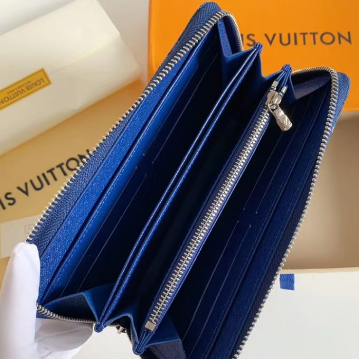 Ví Đựng Thẻ Bằng Vải Denim 100% Chính Hãng Có Khóa Kéo Hiệu LV Louis Vuitton 60017