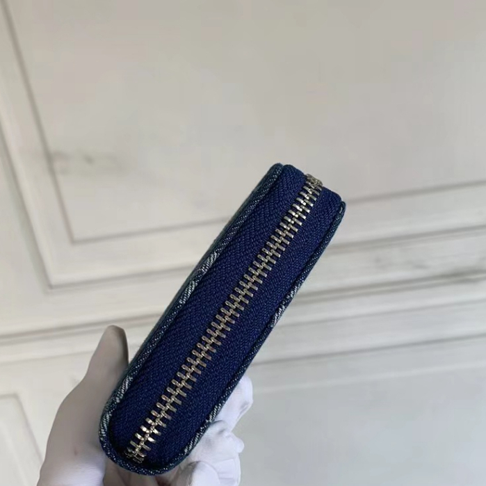 Ví Đựng Thẻ Bằng Vải Denim 100% Chính Hãng Có Khóa Kéo Hiệu LV Louis Vuitton 60017