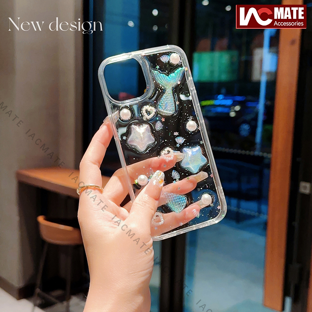 Ốp Điện Thoại Hình Nàng Tiên Cá 3d Lấp Lánh Chống Sốc Cho iphone 15pro max 14 promax 14 plus 12 13 pro max 11