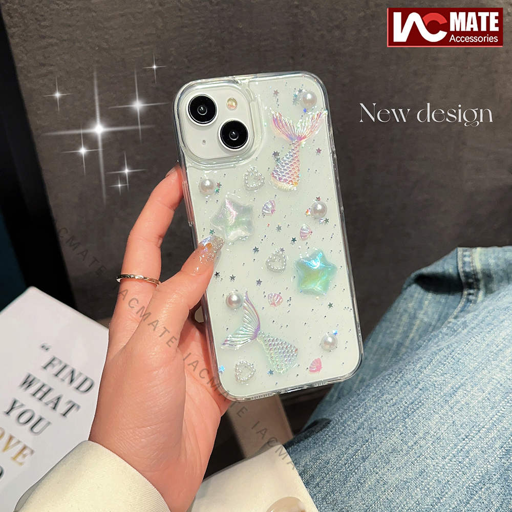 Ốp Điện Thoại Hình Nàng Tiên Cá 3d Lấp Lánh Chống Sốc Cho iphone 15pro max 14 promax 14 plus 12 13 pro max 11