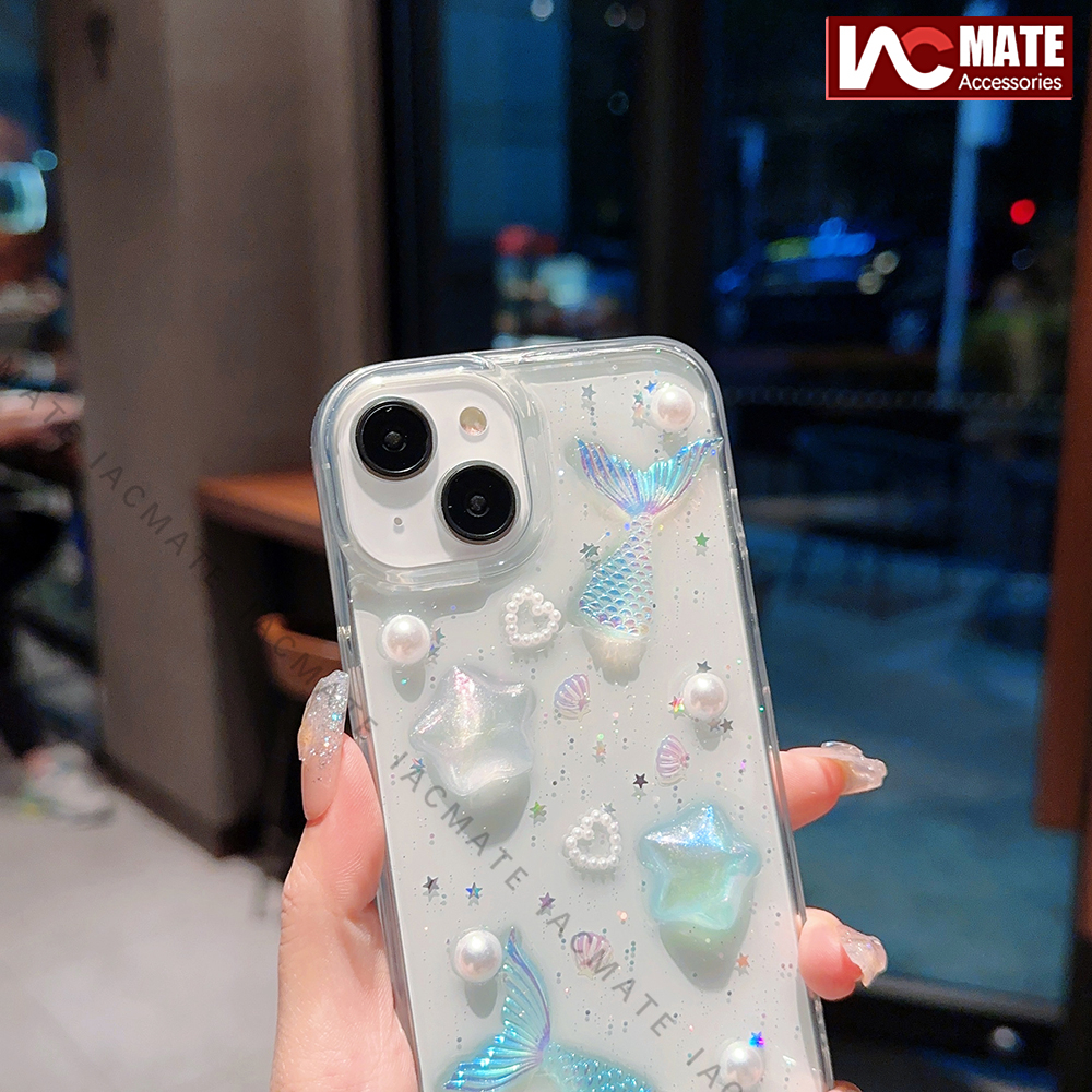 Ốp Điện Thoại Hình Nàng Tiên Cá 3d Lấp Lánh Chống Sốc Cho iphone 15pro max 14 promax 14 plus 12 13 pro max 11