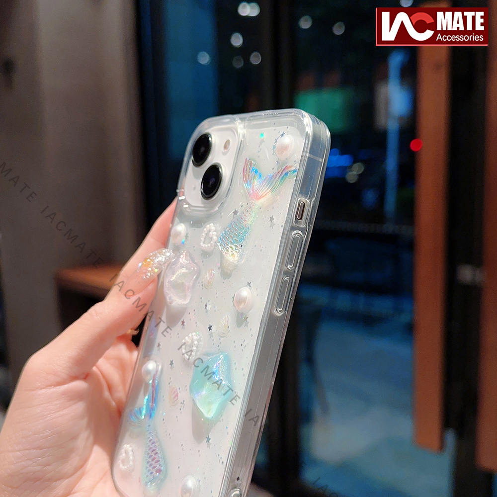 Ốp Điện Thoại Hình Nàng Tiên Cá 3d Lấp Lánh Chống Sốc Cho iphone 15pro max 14 promax 14 plus 12 13 pro max 11