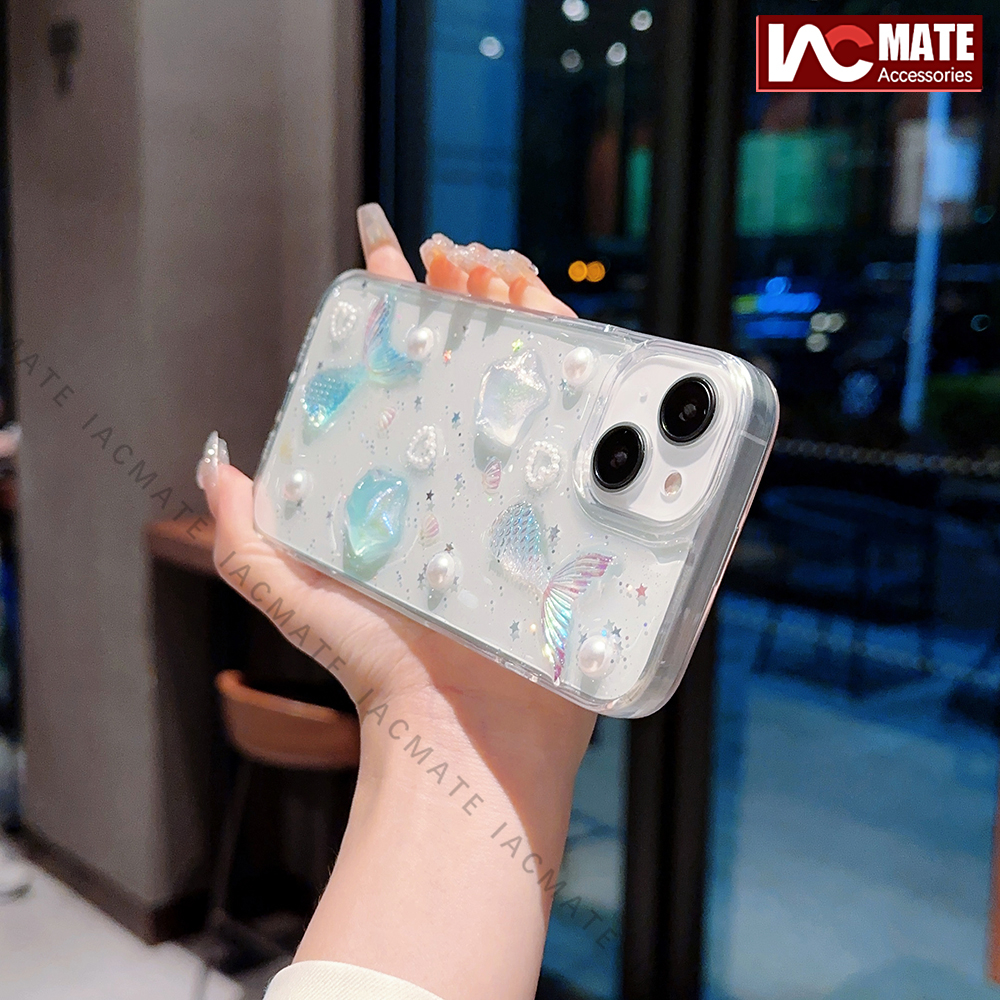 Ốp Điện Thoại Hình Nàng Tiên Cá 3d Lấp Lánh Chống Sốc Cho iphone 15pro max 14 promax 14 plus 12 13 pro max 11