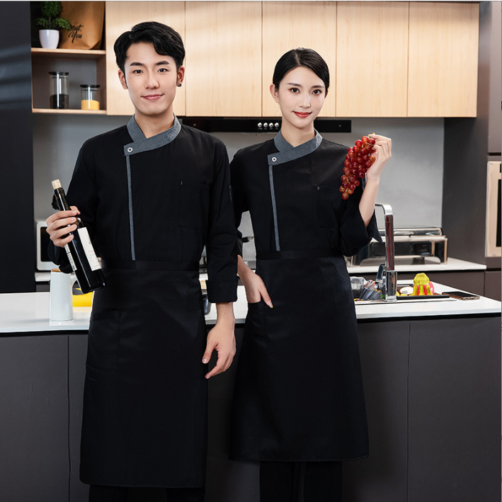 Đồng Phục Đầu Bếp Màu Đen Tay Ngắn Chống Thấm Nước Dành Cho Nam Và Nữ