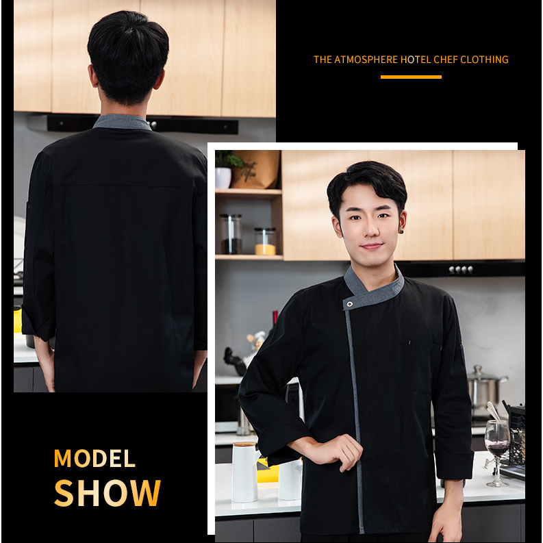Đồng Phục Đầu Bếp Màu Đen Tay Ngắn Chống Thấm Nước Dành Cho Nam Và Nữ