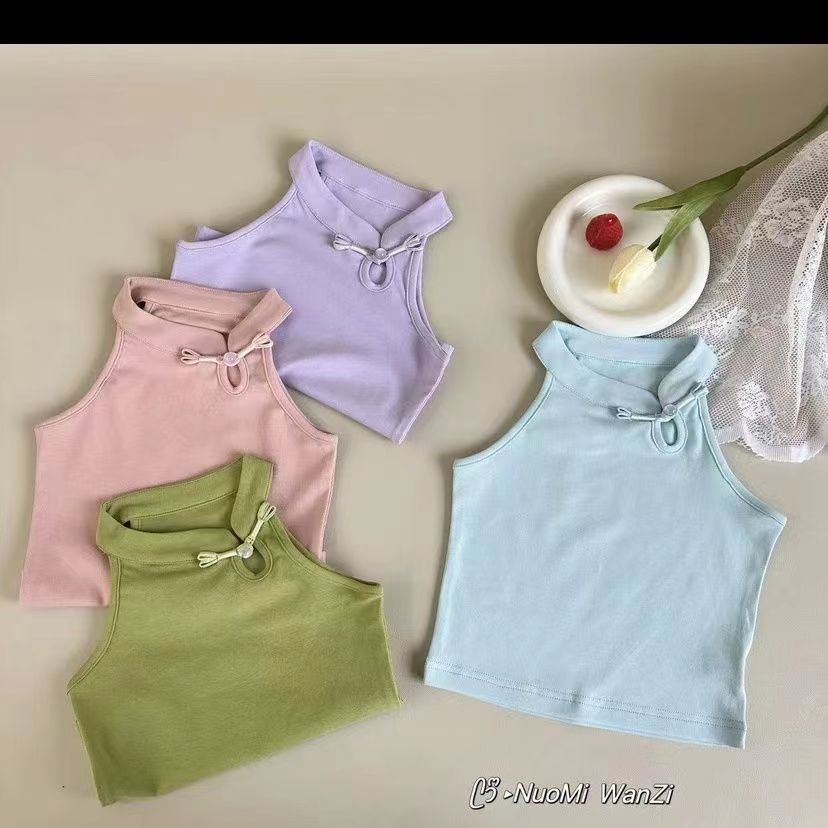 Áo Hai Dây Màu Trơn Thời Trang Mùa Hè 2023 Cho Bé Gái