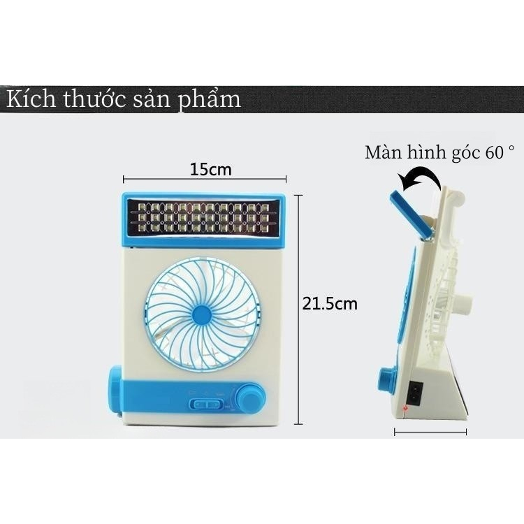 Đèn LED Để Bàn Đa Năng Quạt Mini USB Quạt Sạc Năng Lượng Mặt Trời Quạt Cắm Trại Ngoài Trời