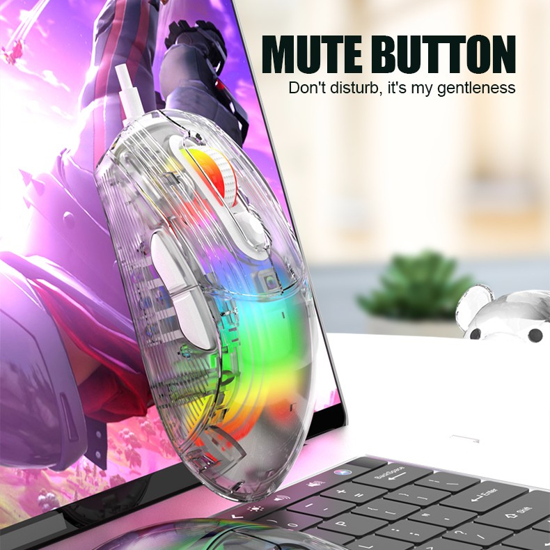 Chuột Chơi Game xyh10 7 Phím Có Dây usb 7200 pc Trong Suốt Với Công Tắc Đèn led rgb Cho macbook laptop