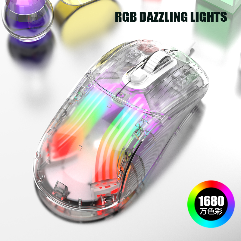 Chuột Chơi Game xyh10 7 Phím Có Dây usb 7200 pc Trong Suốt Với Công Tắc Đèn led rgb Cho macbook laptop