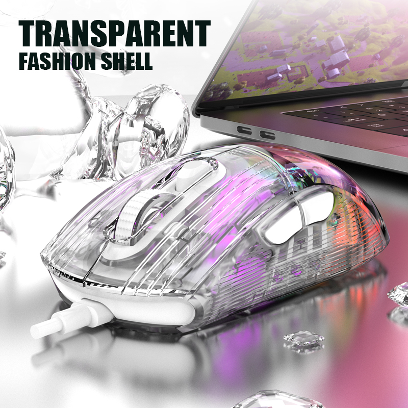 Chuột Chơi Game xyh10 7 Phím Có Dây usb 7200 pc Trong Suốt Với Công Tắc Đèn led rgb Cho macbook laptop