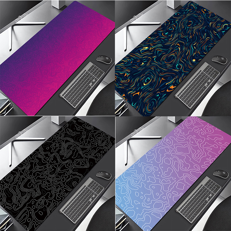 Bản đồ địa hình lớn Nghệ thuật Mousepad 80X30 Tấm bảo vệ bàn trên bàn Thảm máy tính Bản đồ sóng XXL 