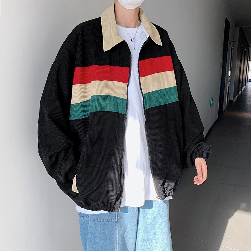 Áo khoác bóng chày YOUTANG vải nhung tăm dáng rộng màu sắc thời trang xuân thu phong cách Hàn Quốc cho nam