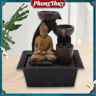 Thác nước phong thuỷ - Thác nước Phật Tọa Bên Suối có đèn để bàn trang trí nhà văn phòng