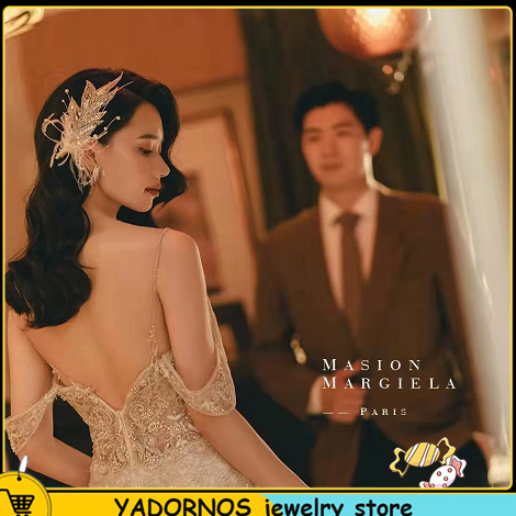 YADORNOS Kẹp Tóc Hình Lông Vũ Và Mạng Che Mặt Thủ Công Cho Cô Dâu Ngày Cưới # 1