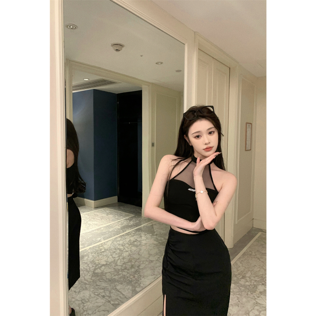 QKOOLE Áo Croptop Hai Dây Ôm Dáng Màu Trơn Quyến Rũ Thời Trang Hè Phong Cách Hàn Quốc Cho Nữ