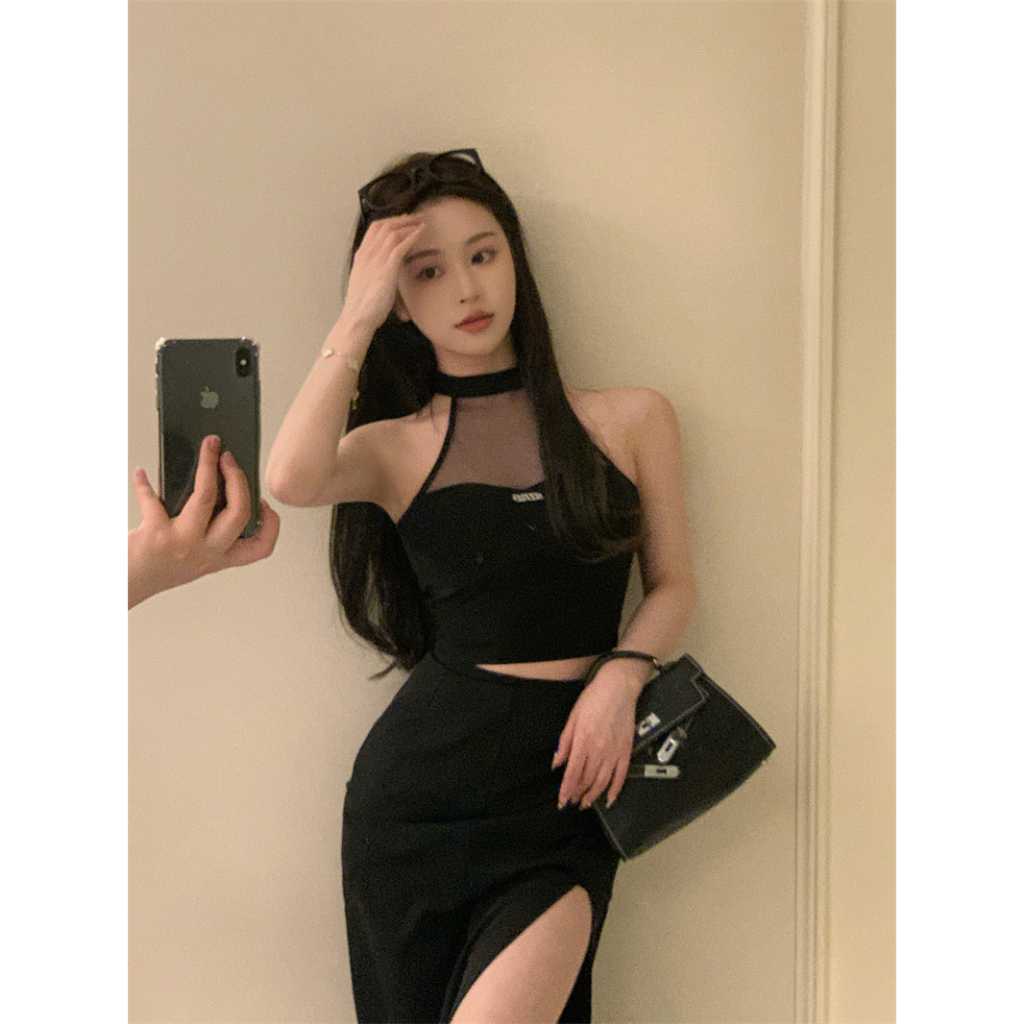 QKOOLE Áo Croptop Hai Dây Ôm Dáng Màu Trơn Quyến Rũ Thời Trang Hè Phong Cách Hàn Quốc Cho Nữ