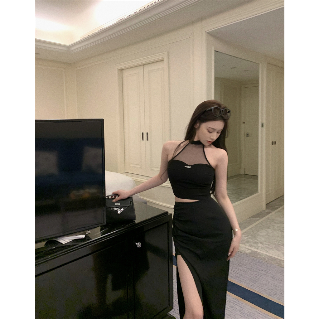 QKOOLE Áo Croptop Hai Dây Ôm Dáng Màu Trơn Quyến Rũ Thời Trang Hè Phong Cách Hàn Quốc Cho Nữ