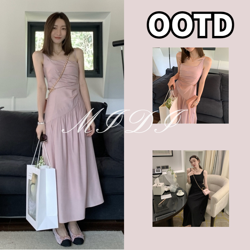 MI DI  Đầm 2 Dây Dáng Dài Xếp Ly Lệch Tà Thời Trang Cao Cấp Sang Trọng Cho Nữ | BigBuy360 - bigbuy360.vn