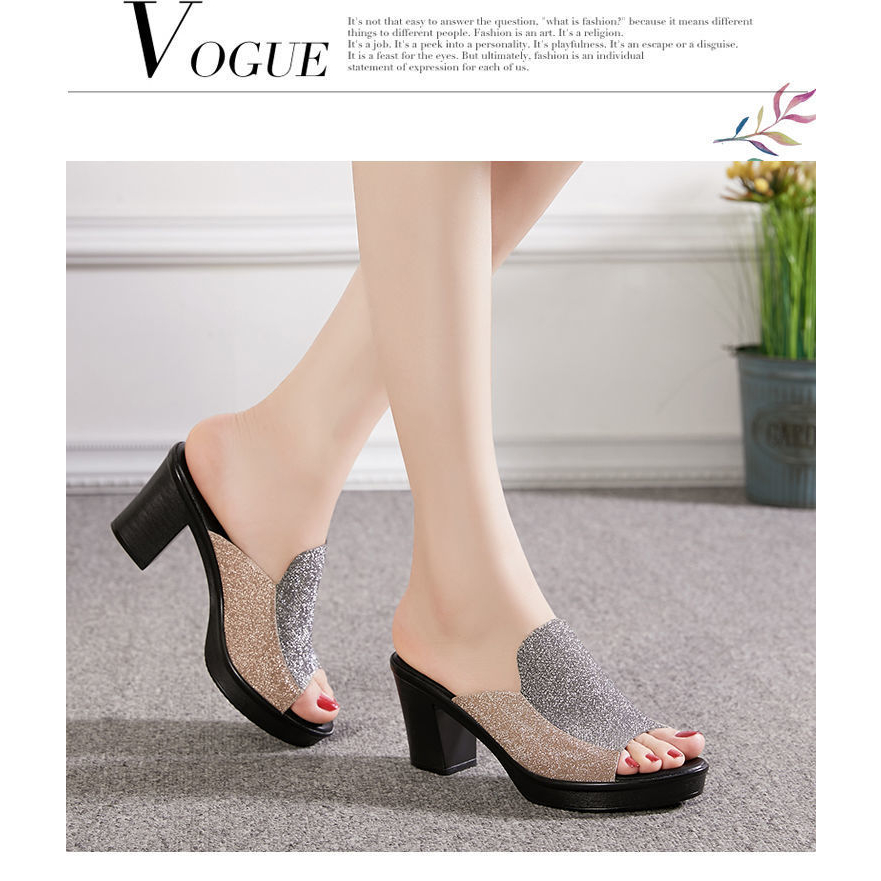 Dép Cao Gót 5-8Cm Chống Trượt Thoải Mái Thời Trang Hàn Quốc Cho Nữ