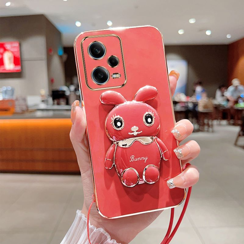 Ốp Điện Thoại Mềm Chống Sốc Có Giá Đỡ Hình Thỏ Và Dây Đeo Cho Redmi Note 12 11 10 9 8 Pro 11S 10S 9S