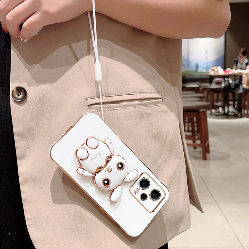 Ốp Điện Thoại Mềm Chống Sốc Có Giá Đỡ Hình Thỏ Và Dây Đeo Cho Redmi Note 12 11 10 9 8 Pro 11S 10S 9S