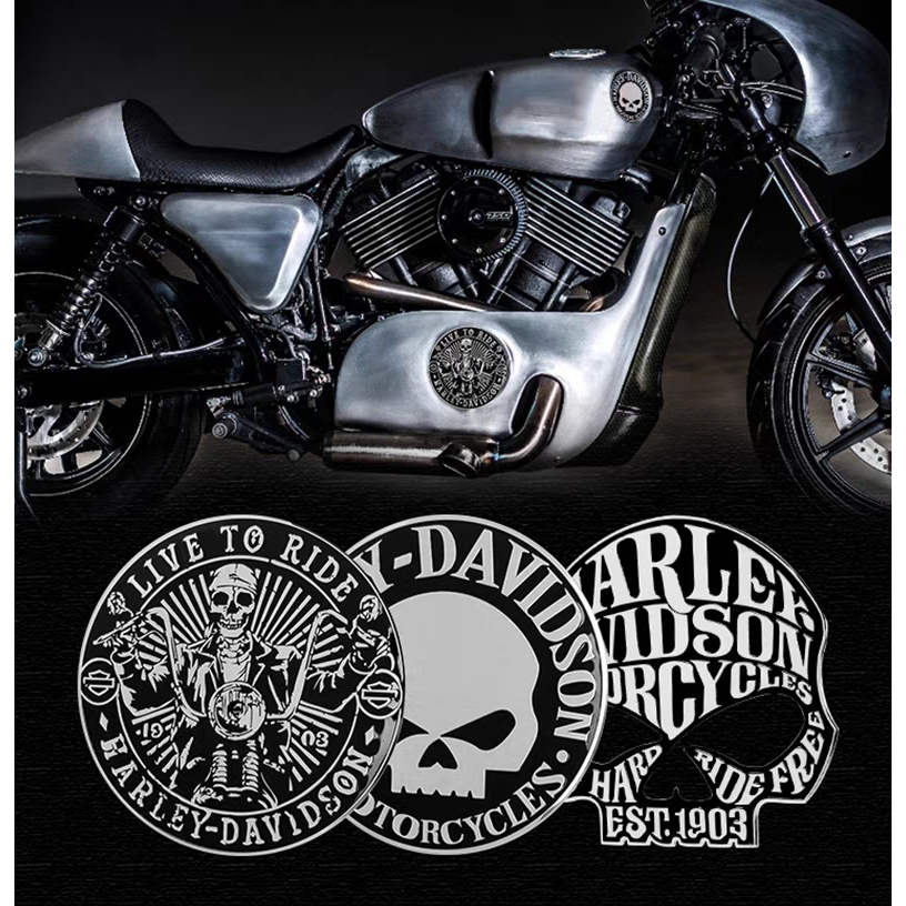 Miếng Dán Kim Loại Nhôm In Logo Harley-Davidson Trang Trí Mũ Bảo Hiểm Xe Mô Tô