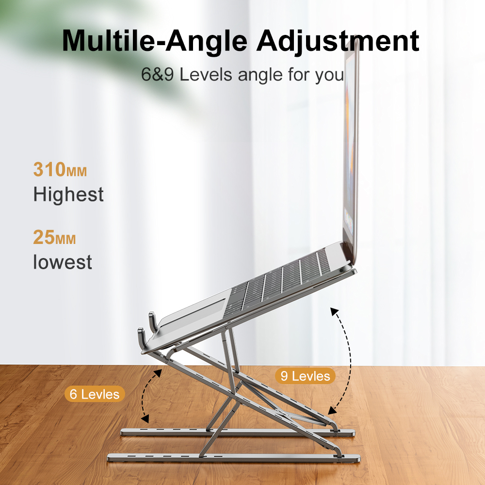 Hợp kim nhôm Chân đế máy tính xách tay đa góc làm mát 12 3 4 5 16,1 inch