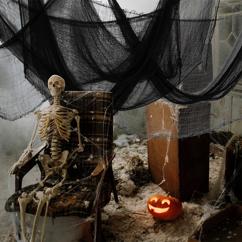 1 Tấm Vải Gạc Đen / Trắng Kinh Dị Trang Trí Halloween 2023