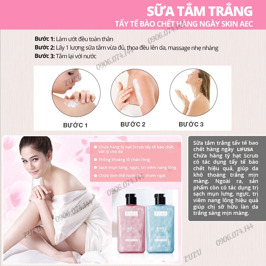 Sữa tắm nước hoa LIFUSA, sữa tắm trắng da Perfume Shower Gel WINKBEAUTY 250ml