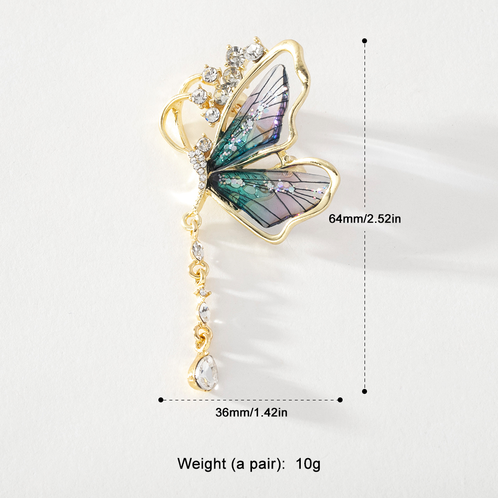 Ghim cài áo PINKDUDU PD1228 bằng hợp kim acrylic trong suốt hình bướm đính đá ngọc lục bảo thời trang unisex