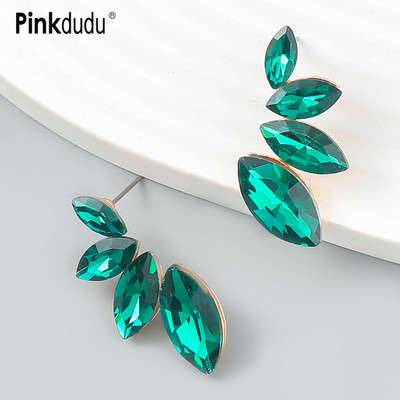 PINKDU Nửa Hoa Bông Tai Hợp Kim Thủy Tinh Khoan Đơn Giản Thời Trang Nhẹ Nhàng Bông Tai Nữ Trang Sức PD1330