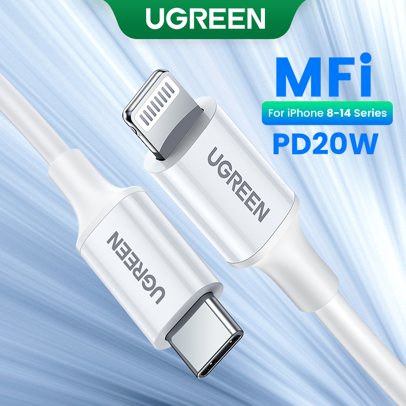 Ugreen Dây Cáp Sạc Nhanh 20w pd 3a usb c Sang lightning Cho iphone 14 13 pro max