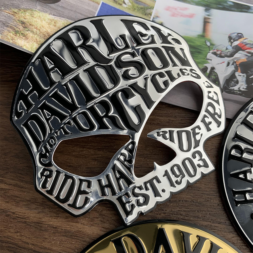 Đề Can Kim Loại Hình Đầu Lâu Cá Tính Dán Trang Trí Nắp Bình Xăng Xe Mô Tô Harley-Davidson