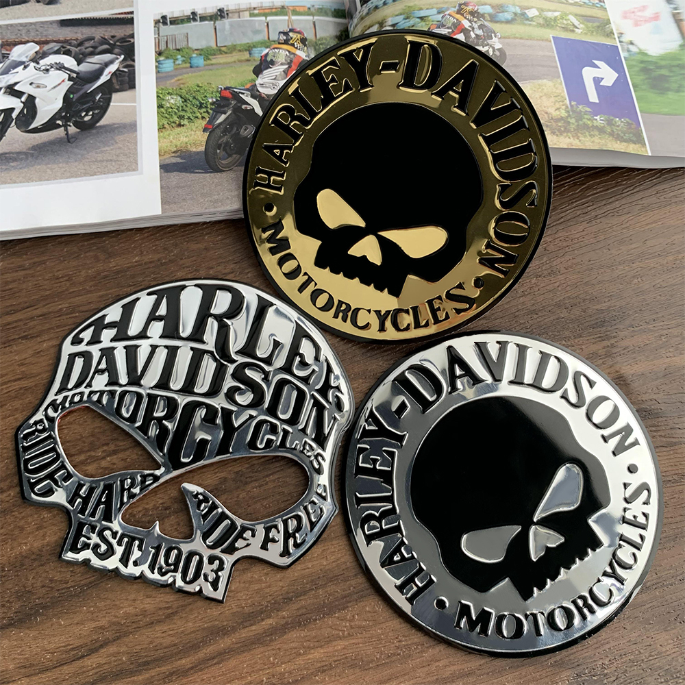 Đề Can Kim Loại Hình Đầu Lâu Cá Tính Dán Trang Trí Nắp Bình Xăng Xe Mô Tô Harley-Davidson