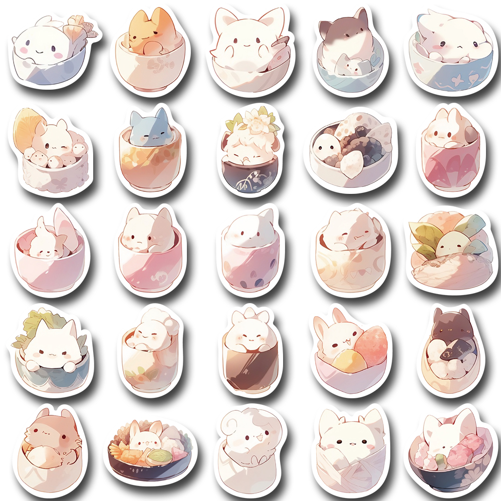 Set 50 / 100 Sticker Dán Trang Trí Điện Thoại / Máy Tính Chống Thấm Nước Họa Tiết Hoạt Hình Dễ Thương
