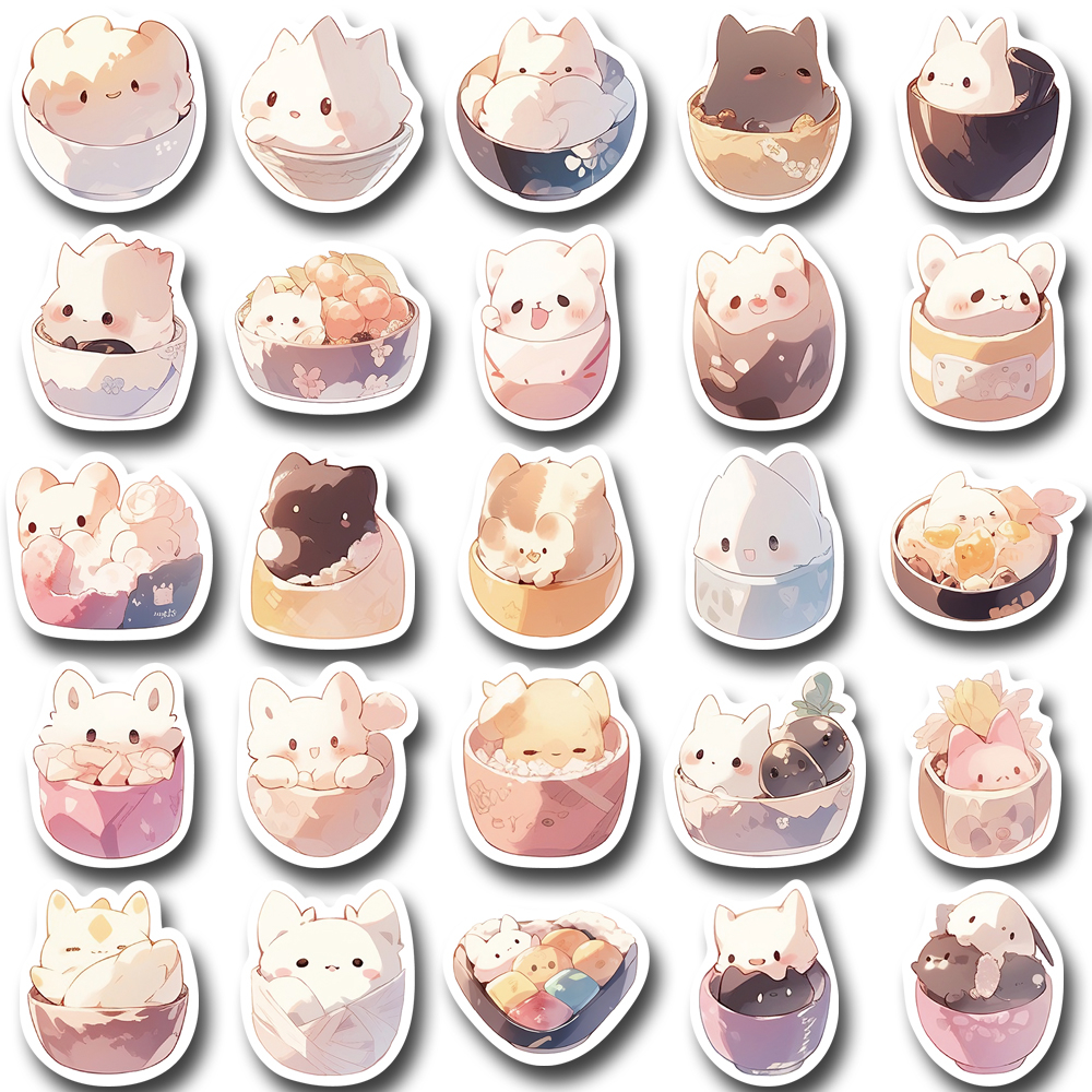 Set 50 / 100 Sticker Dán Trang Trí Điện Thoại / Máy Tính Chống Thấm Nước Họa Tiết Hoạt Hình Dễ Thương