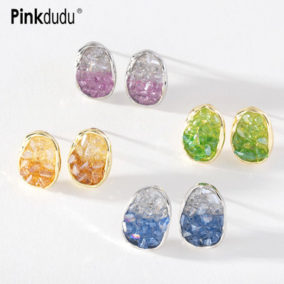 Khuyên tai PINKDUDU PD1255 acrylic màu hồng cam gradient thời trang đa năng cho nữ