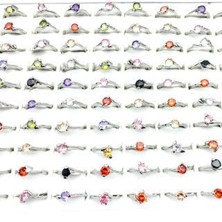  Set 10 Nhẫn Bạc Đính Đá Zircon Thời Trang Cho Nữ 