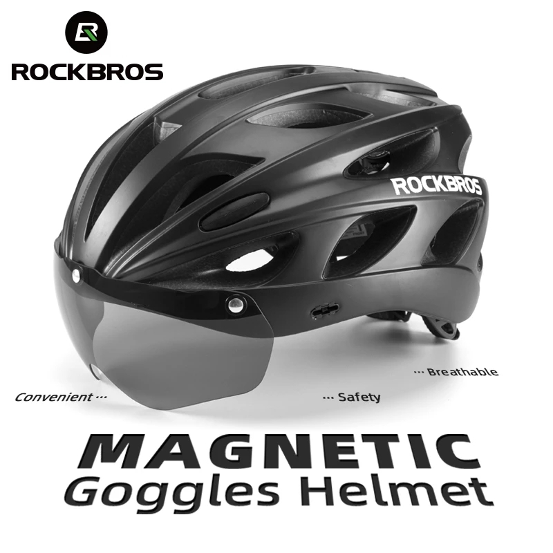 Mũ bảo hiểm chạy xe đạp ROCKBROS cao cấp có kính bảo hộ cỡ 57-62cm