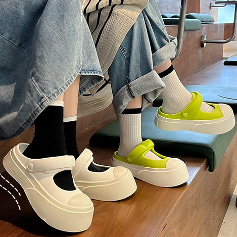 🔥đế cao 5cm🔥 Dép Sục cross Nữ Đế Dày Giày Mary Jane Giày Bánh Mì Thời Trang Mùa Hè 2023 Đi Biển HZFWS0675