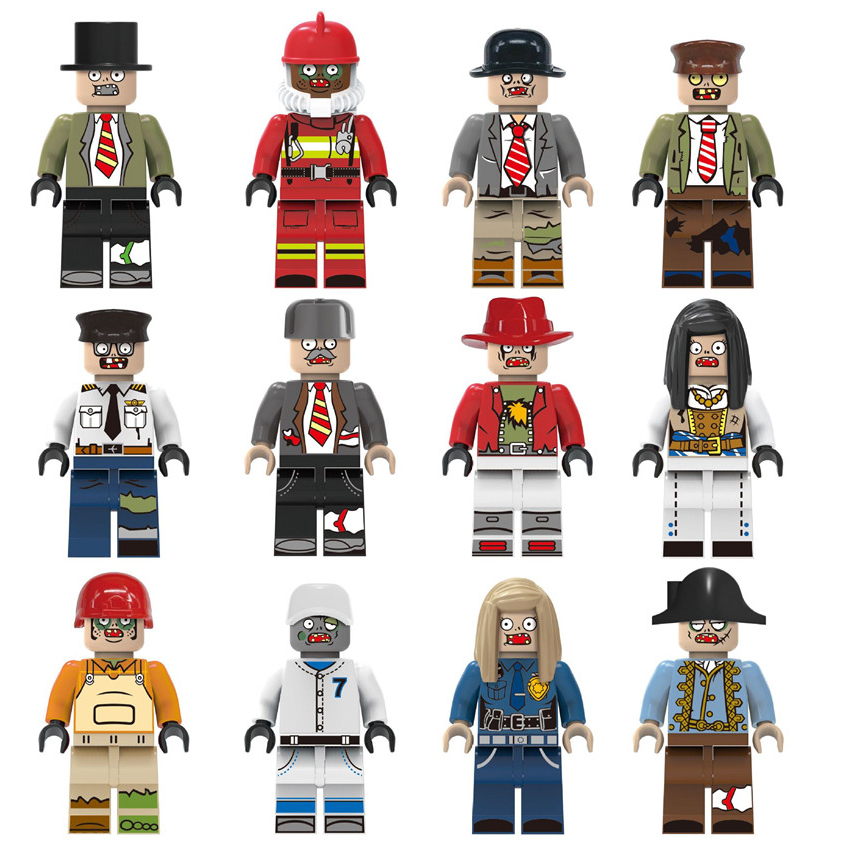 Set 12 Mô Hình Đồ Chơi Xếp Hình Thành Phố Zombie Cho Bé