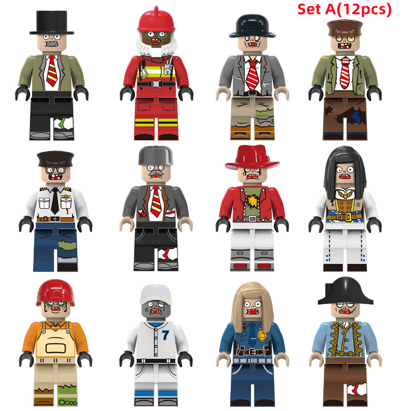 Set 12 Mô Hình Đồ Chơi Xếp Hình Thành Phố Zombie Cho Bé